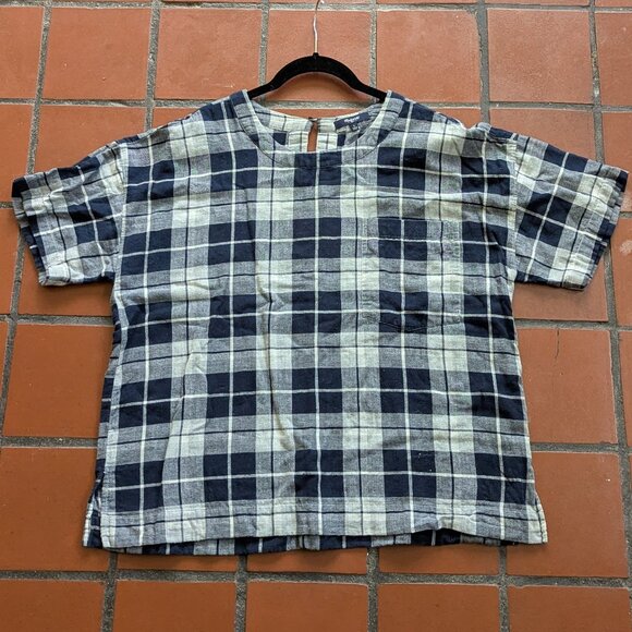 Madewell Plaid Short Sleeved Boxy Shirt Size Large - Picture 5 of 13